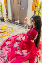 Load image into Gallery viewer, The Handpainted Cherry Blossom Lehenga