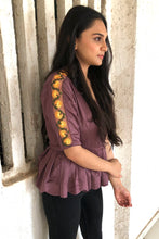 Load image into Gallery viewer, The Argyle Purple Peplum Top