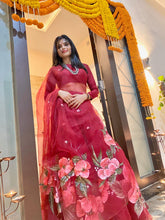 Load image into Gallery viewer, The Handpainted Cherry Blossom Lehenga