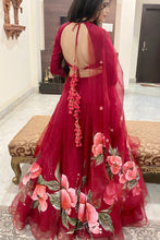Load image into Gallery viewer, The Handpainted Cherry Blossom Lehenga

