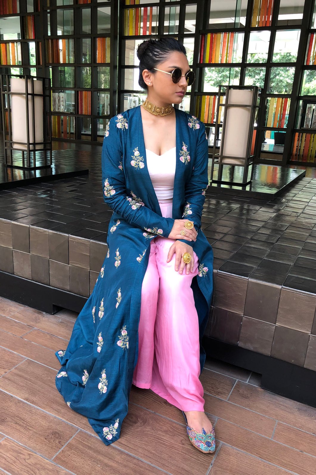 The Teal Peonies Cape Set