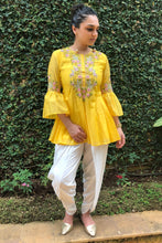 Load image into Gallery viewer, The Yellow Peonies Dhoti Kurta Set
