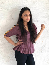 Load image into Gallery viewer, The Argyle Purple Peplum Top
