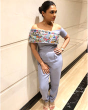 Load image into Gallery viewer, The Periwinkle Bardot Jumpsuit
