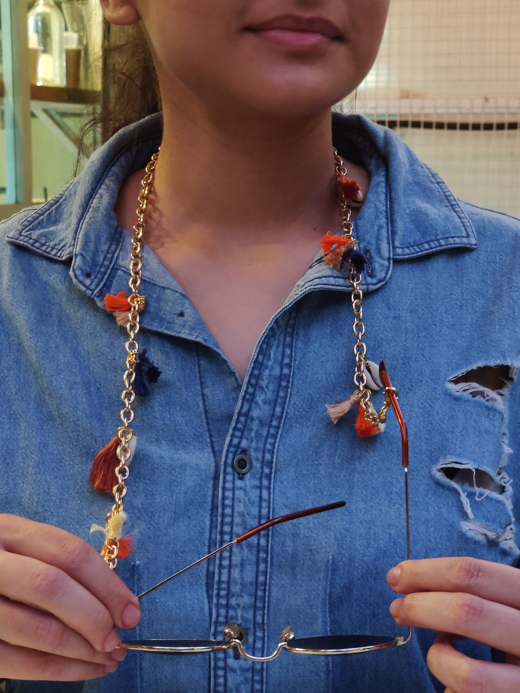 Chunky Gold Chain With Tassels And Shells