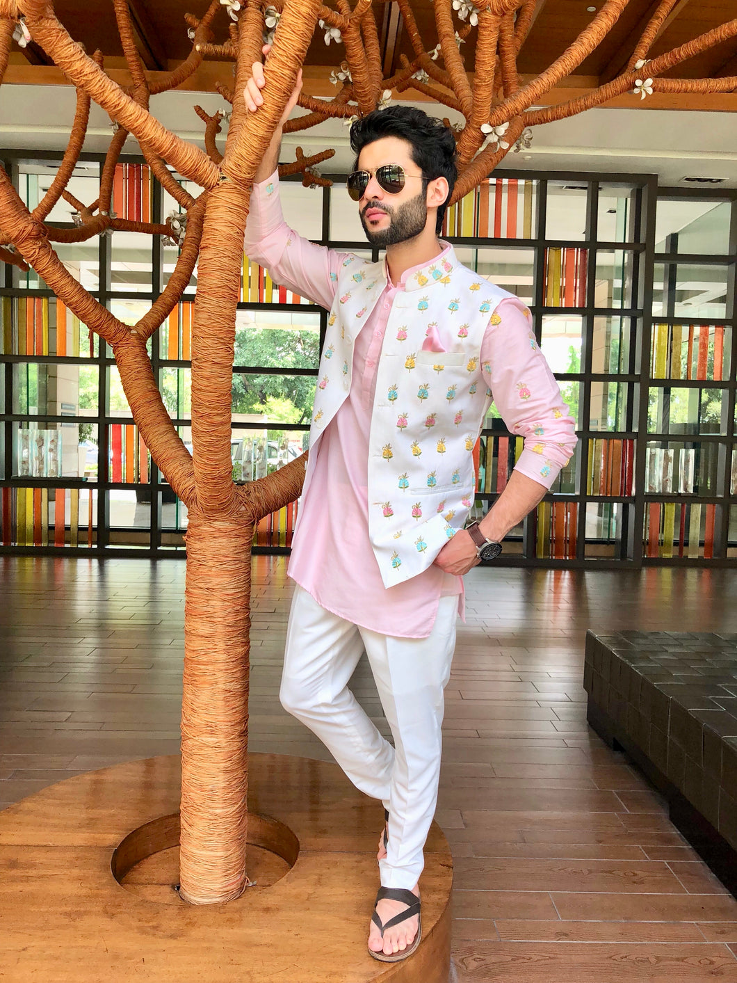 The Pink Peonies Kurta/Bandi/Trousers